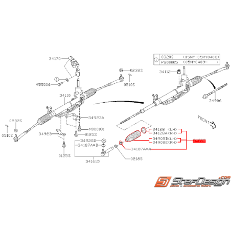 Kit de réparation de soufflet de crémaillère SUBARU WRX/STI 05-07