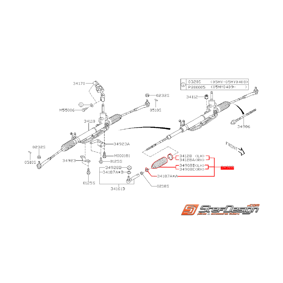 Kit de réparation de soufflet de crémaillère SUBARU WRX/STI 05-07