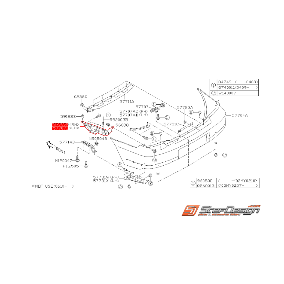 Support pare-choc arrière SUBARU WRX 01-02 Break Support pare-choc arrière SUBARU WRX 01-02 Break