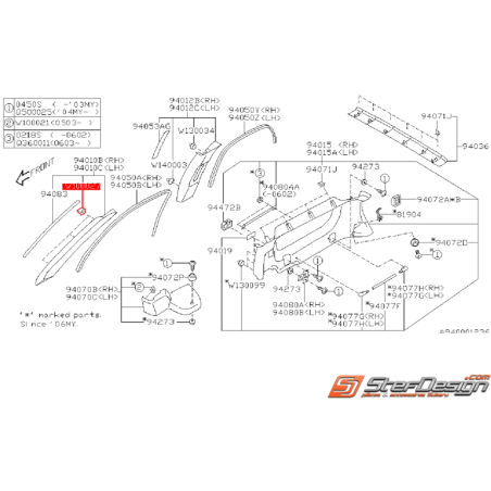 Clips de fixation de garniture de montant intérieur FORESTER 2004 2.5L XT 