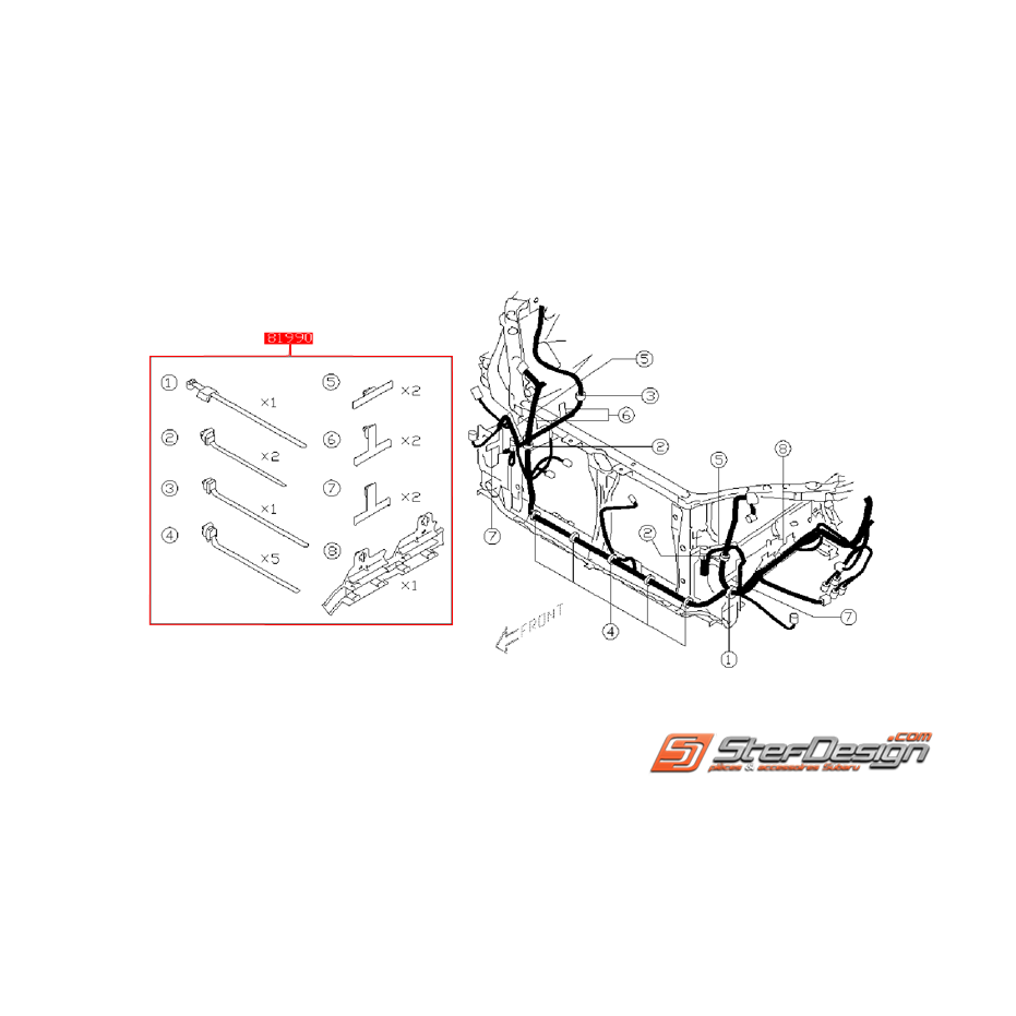 Pochette de fixation de faisceau face avant WRX/STI 08-14