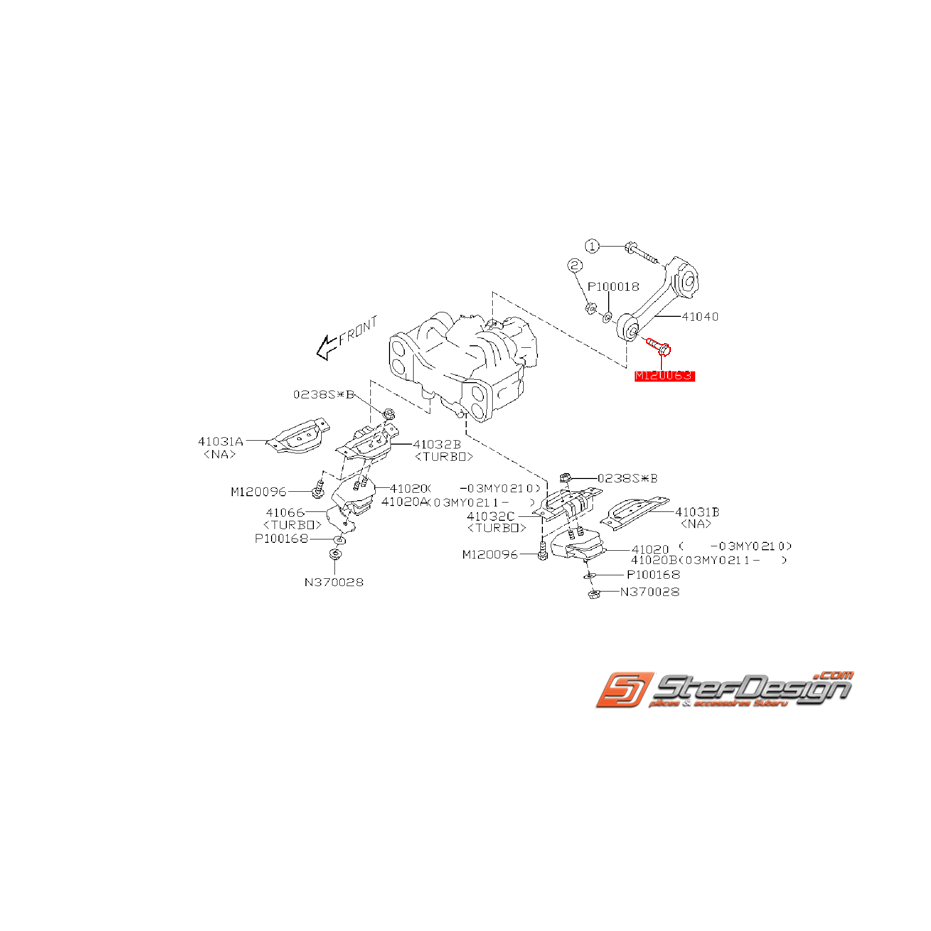 Vis de fixation d'os de boite SUBARU WRX/STI 01-07