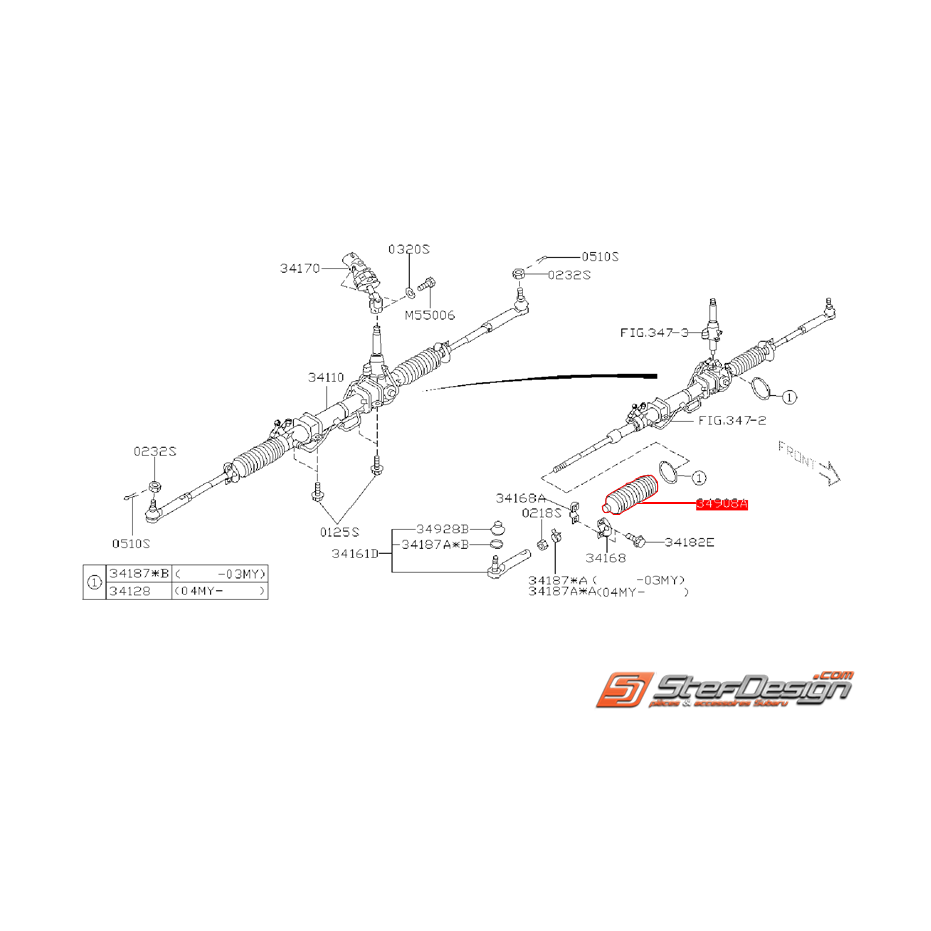 Soufflet de crémaillère origine SUBARU WRX 01-02 STI 02-04 