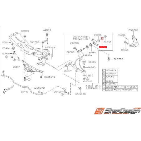 Butée de silent bloc de triangle avant SUBARU STI 05-07