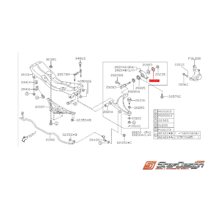 Butée de silent bloc de triangle avant SUBARU STI 05-07 Butée de silent bloc de triangle avant SUBARU STI 05-07