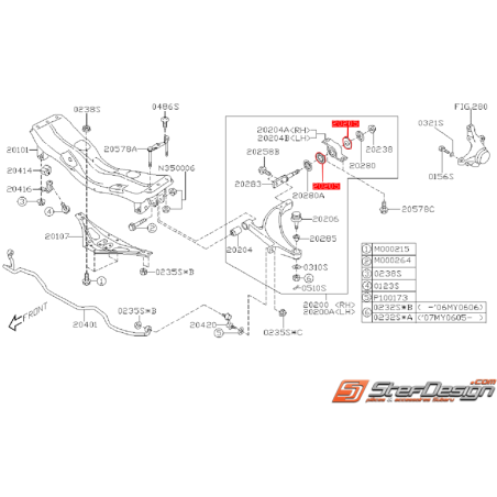 Butée de bras avant SUBARU STI 05-07