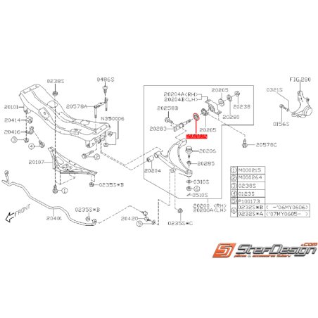 Rondelle de bras avant SUBARU STI 05-07