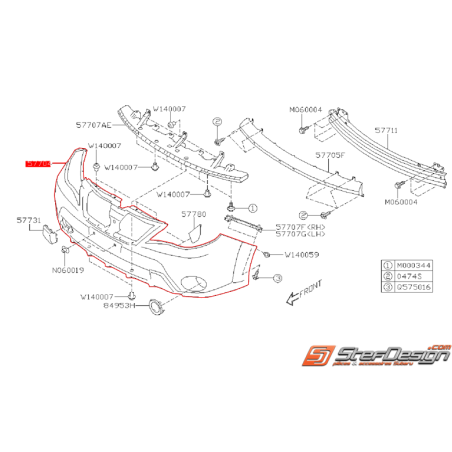 Pare choc avant avec emplacement lave-phares WRX 2011 Diesel