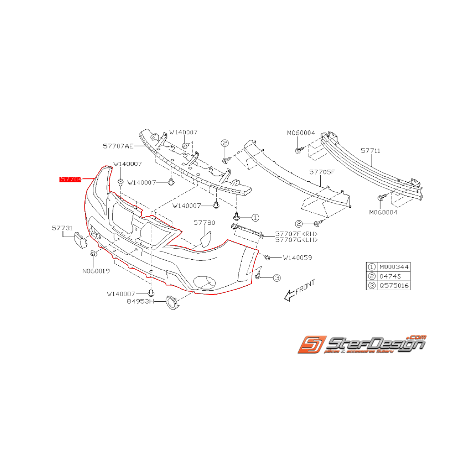 Pare choc avant avec emplacement lave-phares WRX 2011 Diesel