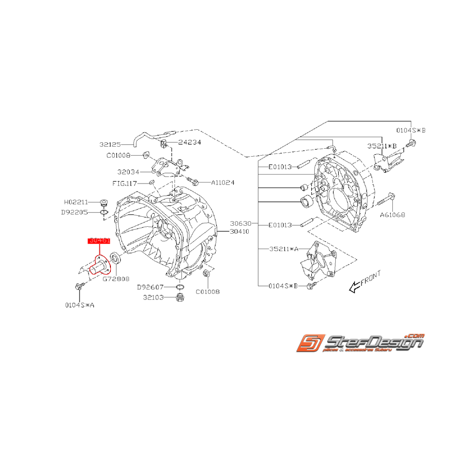 Guide de butée d'embrayage boite 6 vitesses STI 01-16 Guide de butée d'embrayage boite 6 vitesses STI 01-16