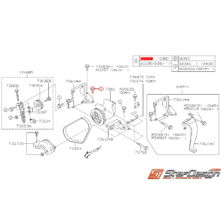 Vis de fixation de support de compresseur de clim SUBARU WRX/STI 2001 au 01/2003