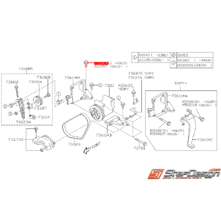 Vis de support de compresseur de clim SUBARU WRX/STI 2001 au 10/2006