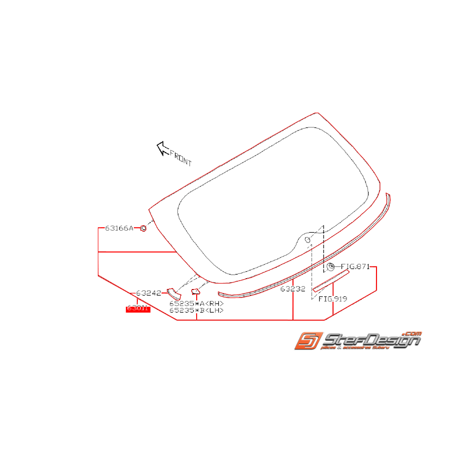 Lunette arrière fumée de hayon SUBARU WRX/STI 2008 au 31/07/2009