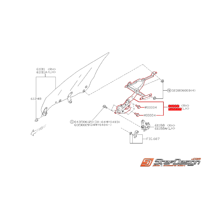 Mécanisme lève-vitre SUBARU WRX/STI 01-07