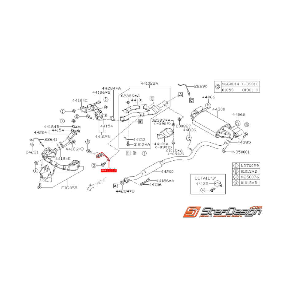 Support de fixation down pipe SUBARU STI 06-14