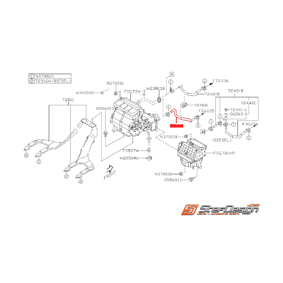 Durite d'entrée de chauffage SUBARU WRX/STI 08-14