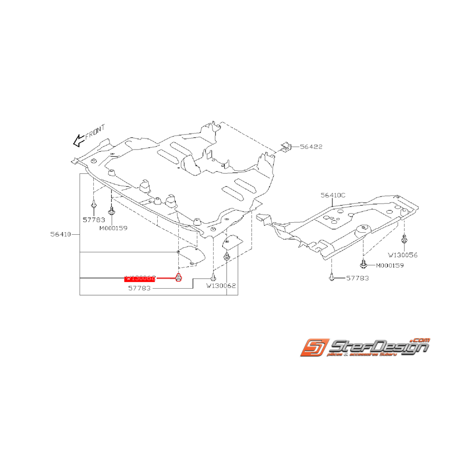 Clips de fixation de carter sous moteur SUBARU WRX/STI 01-02