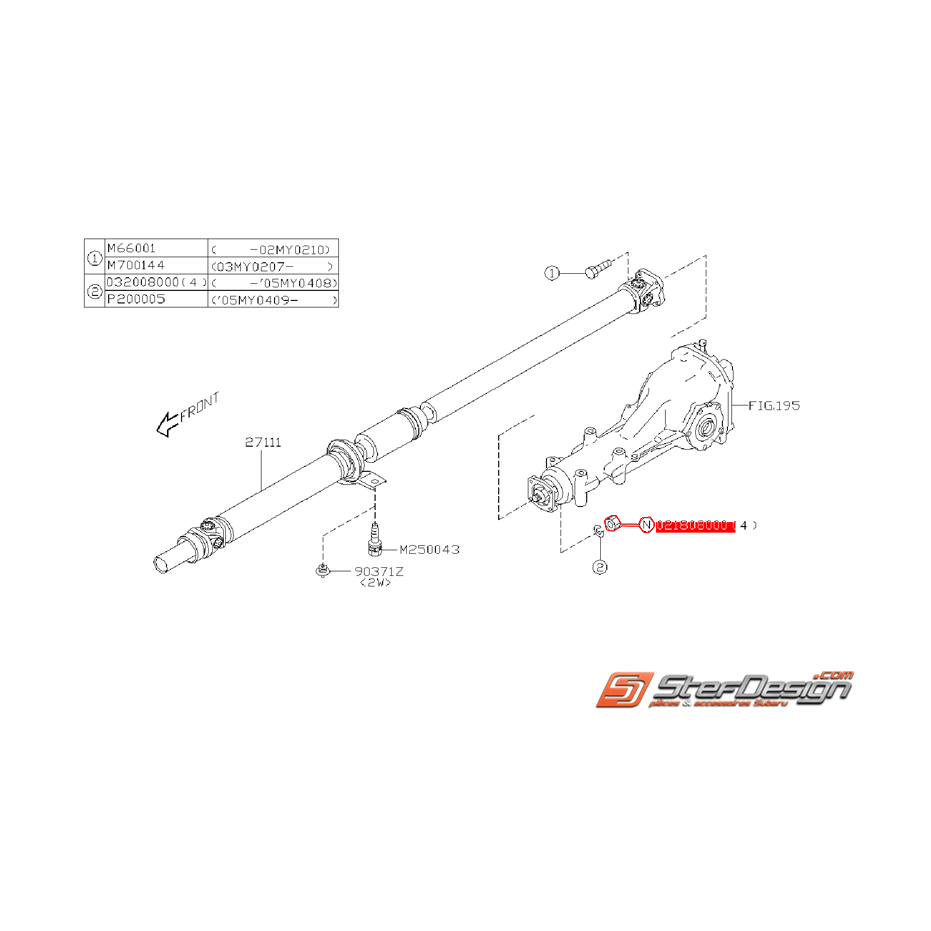 Écrou de fixation d'arbre de transmission SUBARU WRX/STI 01-07 Écrou de fixation d'arbre de transmission SUBARU WRX/STI 01-07