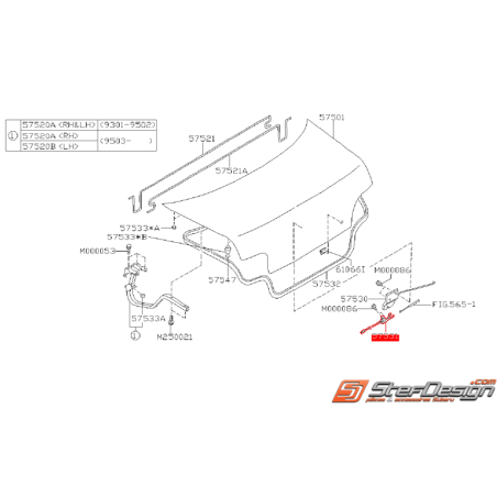 Gâche de malle de coffre SUBARU GT 93-00