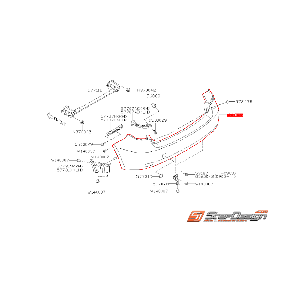 Pare choc arrière SUBARU WRX Diesel/2.0R/1.5R/2.0TD 08-10