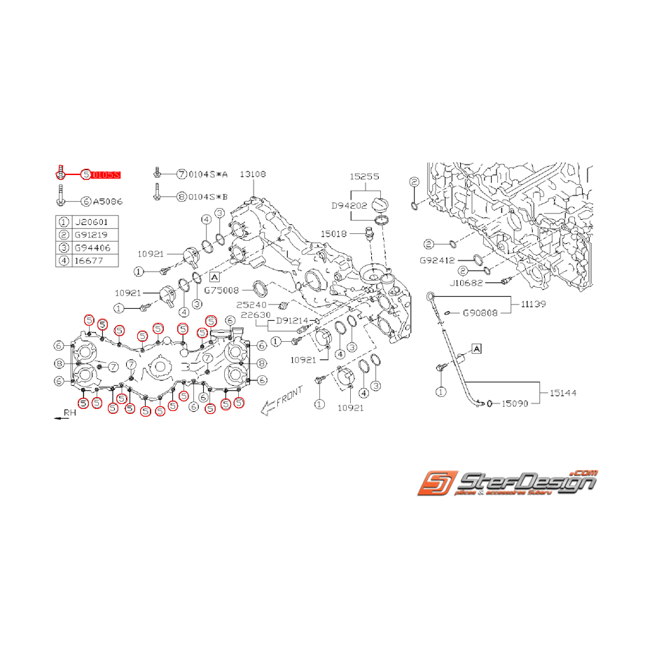 Vis de fixation de carter de distribution et d'huile SUBARU BRZ / TOYOTA GT 86 Vis de fixation de carter de distribution et d'huile SUBARU BRZ / TOYOTA GT 86