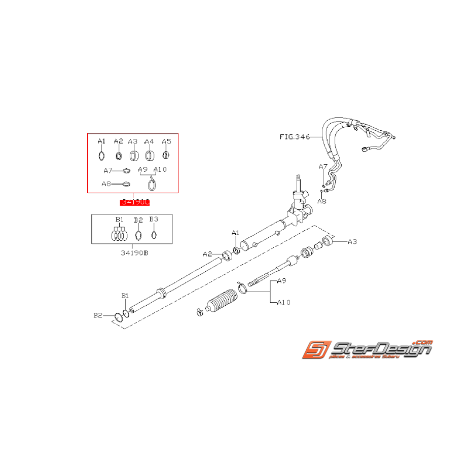 Kit réfection de crémaillère de direction SUBARU FORESTER 2005