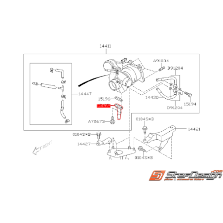 Durite de sortie d'huile origine SUBARU STI 03-05