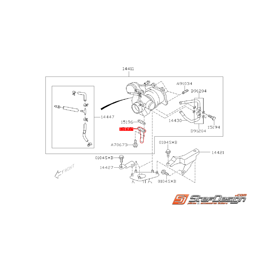 Durite de sortie d'huile origine SUBARU STI 03-05