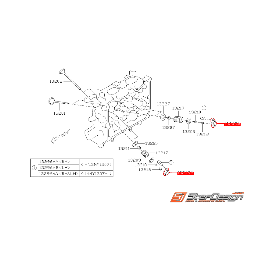 Pivot de culbuteur côté gauche SUBARU BRZ / TOYOTA GT 86 de 2012 au 13/07/13