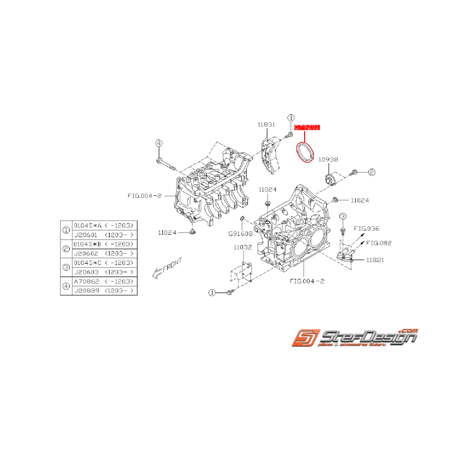 Joint spi arrière de vilebrequin SUBARU BRZ / TOYOTA GT 86