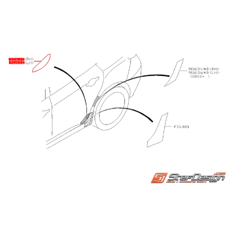 Film de protection de bas de porte arrière SUBARU STI 08-14