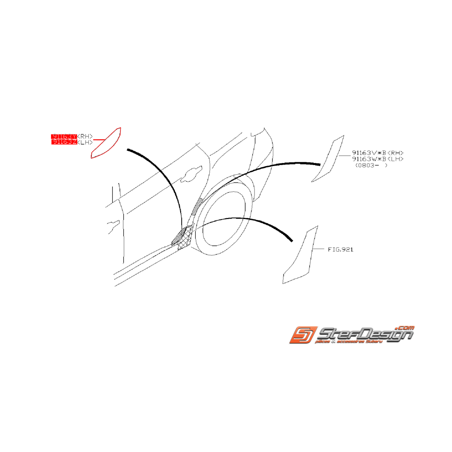 Film de protection de bas de porte arrière SUBARU STI 08-14