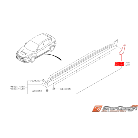 Film de protection de bas de caisse SUBARU STI 08-14