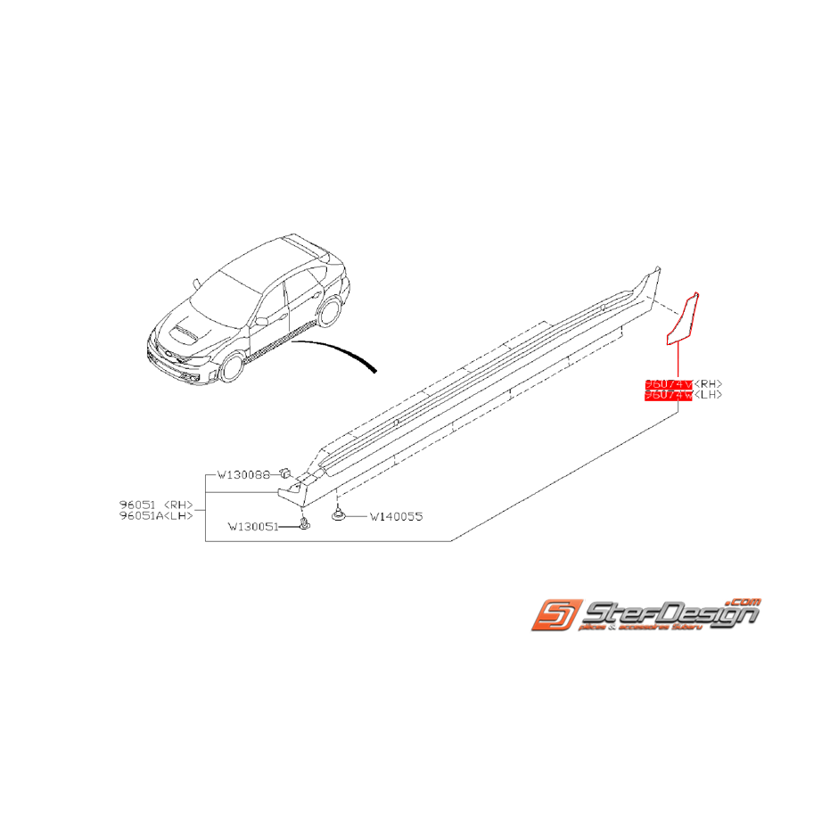 Film de protection de bas de caisse SUBARU STI 08-14