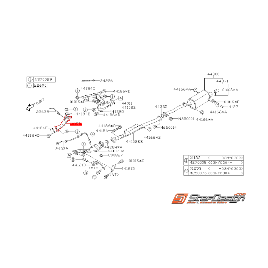 Up pipe catalysé origine SUBARU WRX 03-05