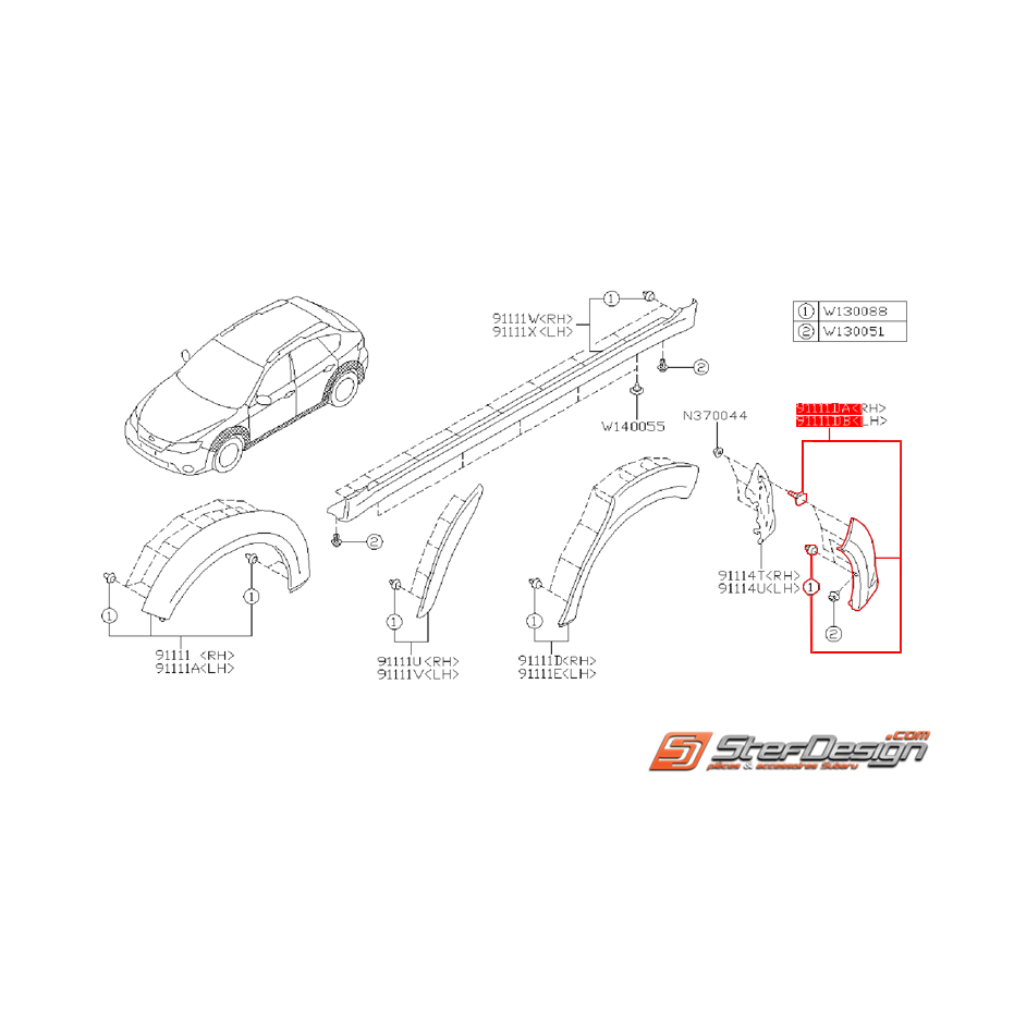 Élargisseur de pare choc arrière SUBARU WRX 2008 Diesel 