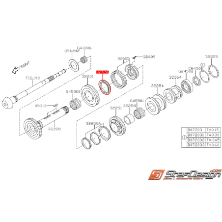 Synchro de 1ere boite 6 vitesses SUBARU STI 08-14