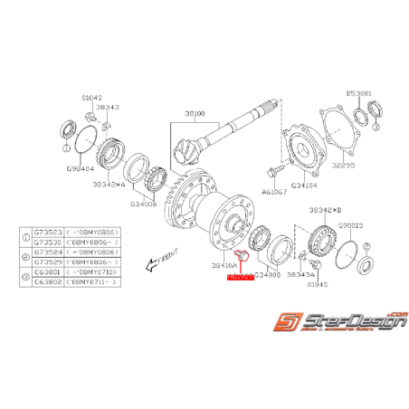 Vis de différentiel avant SUBARU STI 01-14