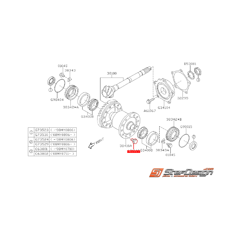 Vis de différentiel avant SUBARU STI 01-14