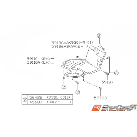 Plaque inférieure sous pare-choc (pare boue)  SUBARU GT 94-95