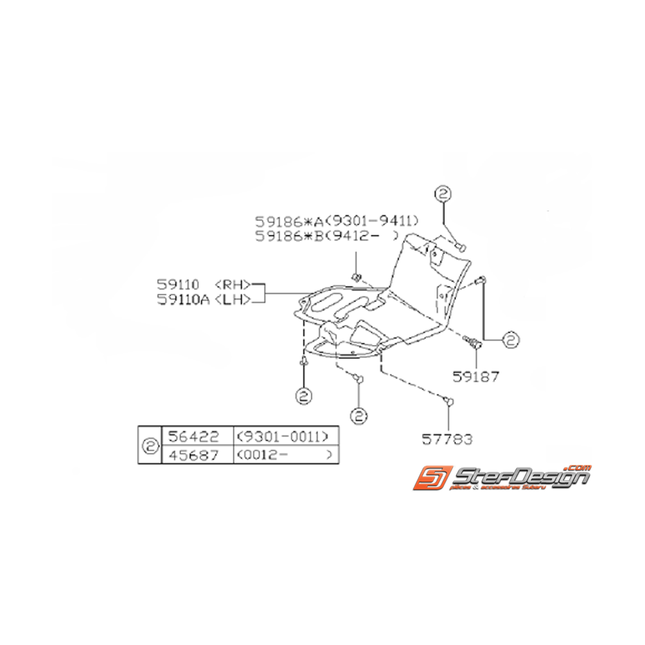 Plaque inférieure sous pare-choc (pare boue)  SUBARU GT 94-95