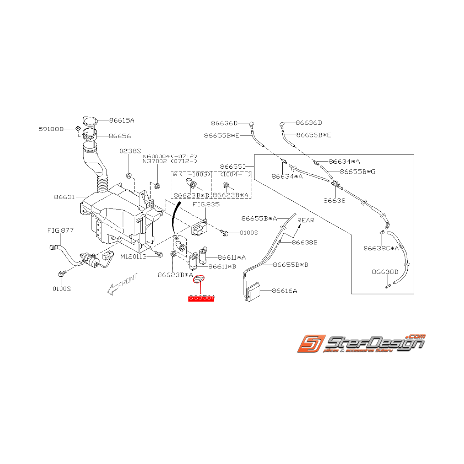 Support de pompes lave-glaces origne SUBARU WRX/STI 08-14