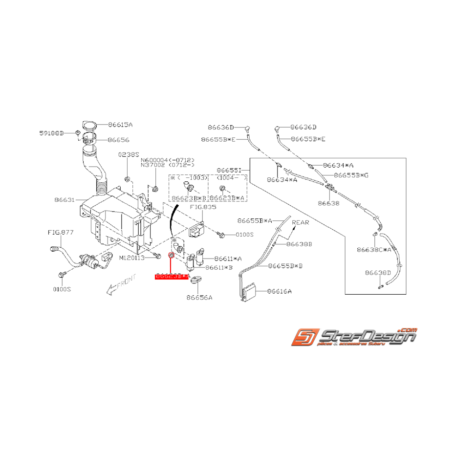 Joint de pompe lave glace avant SUBARU WRX/STI 08-14 Joint de pompe lave glace avant SUBARU WRX/STI 08-14
