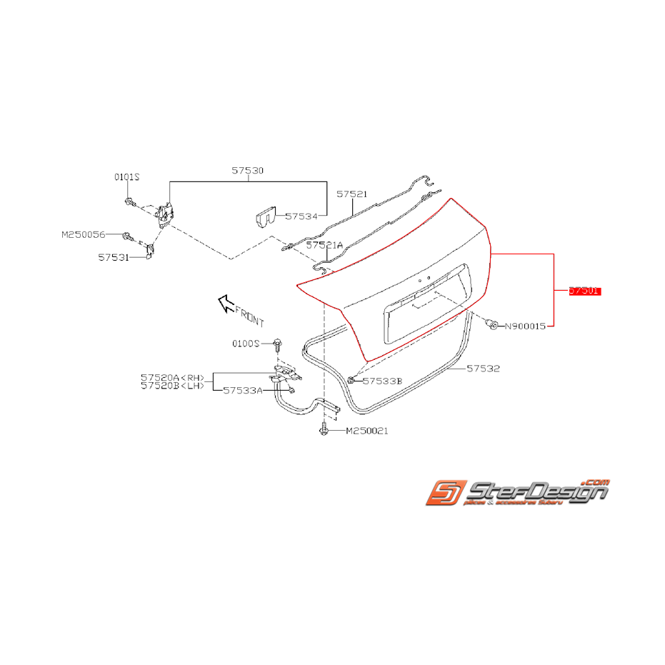Malle de coffre arrière avec perçage origine SUBARU STI 11-14