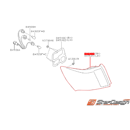 Feu arrière origine SUBARU STI 11-14