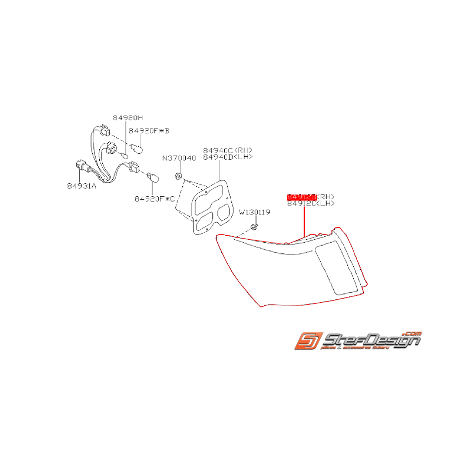 Feu arrière origine SUBARU STI 11-14