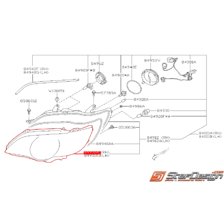 Verre de phare avant xénon origine SUBARU OUTBACK 2007