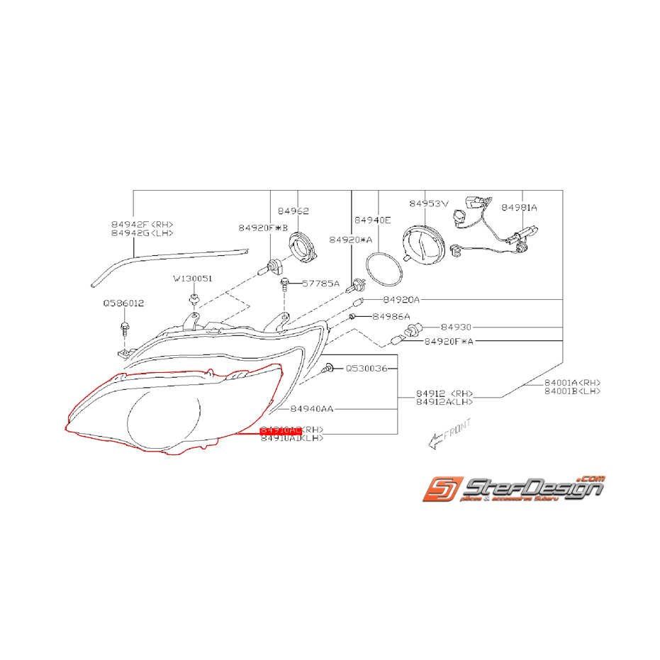 Verre de phare avant xénon origine SUBARU OUTBACK 2007