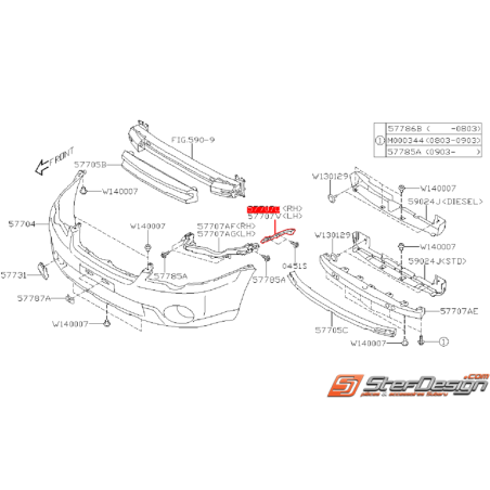 Support de pare choc latérale SUBARU FORESTER 2007