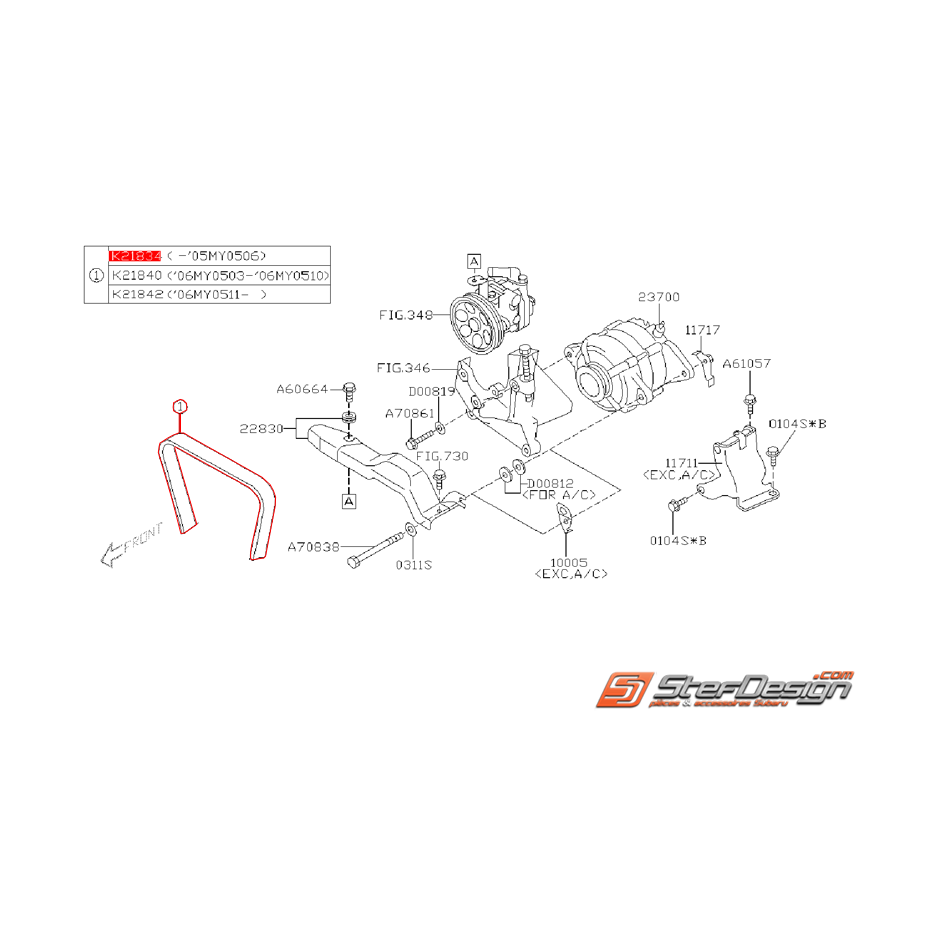 Courroie d'alternateur origine SUBARU LEGACY 2004